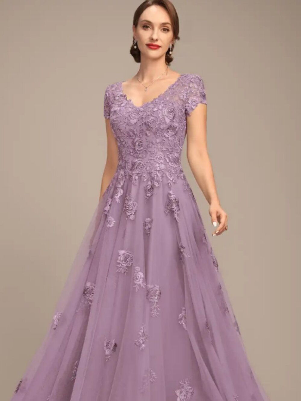 JJ's House Sylvee Wisteria A-line V-Neck Sequins Tulle Dress